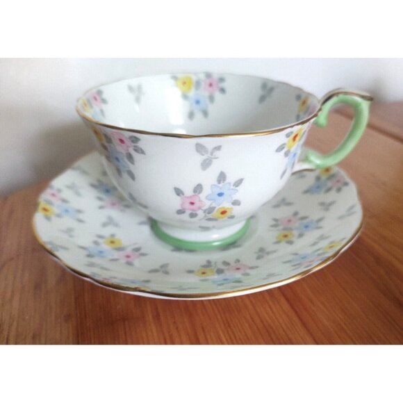 Vintage Staffordshire Bone China Hand Painted Floral Teacup & Saucer #15476 - Picture 2 of 11
